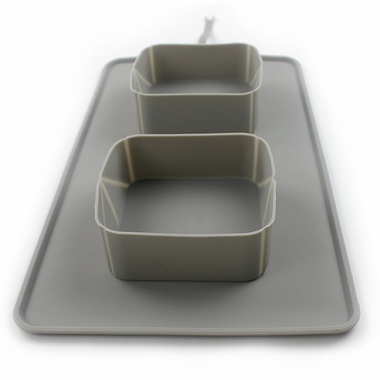 cross border Pet Silicone Folding Bowl Anti slip Dog Double Bowl Plush Bag Dog Bowl Outdoor Pet Portable Cat Bowl Food