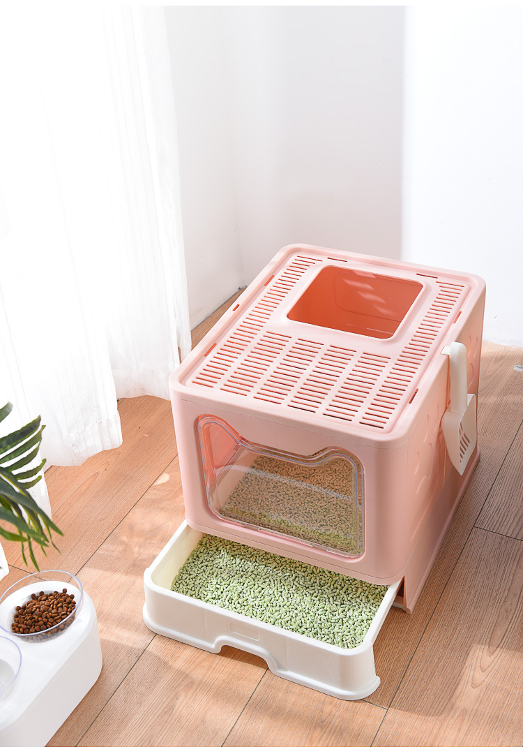 Collapsible oversized litter box fully enclosed oversized odor-proof easy to clean cat toilet Cat pet supplies
