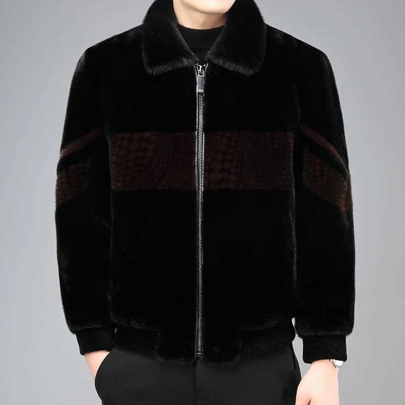 Winter Coats for Men Mens Faux Fur Coat 2024 Square Collar Winter Jacket Business Thickened CoatXJ241102