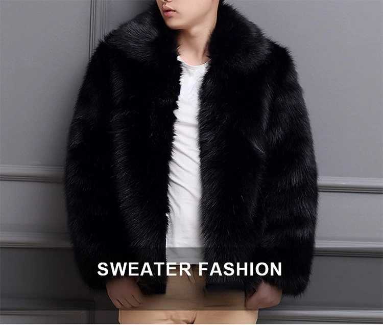 Mens Black Faux Fur Coat Winter Thick Warm Faux Mink Fur Overcoat Men Streetwear Long Sleeve Windbreaker Outerwear Oversize XxxlXJ241102