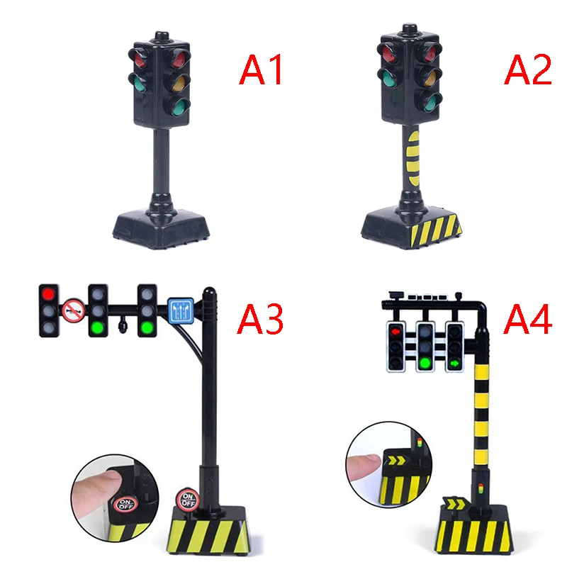Traffic Road Sign Light Lamp Block Brick City Street View Accessories Signpost Barrier Speed Limit Indicator Warning Toys