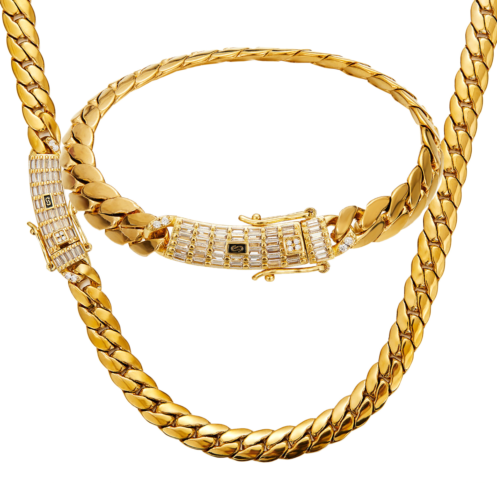 10mm Stainless Steel 18k Gold Plated Miami Snake Cuban Chain Necklace Jewelry