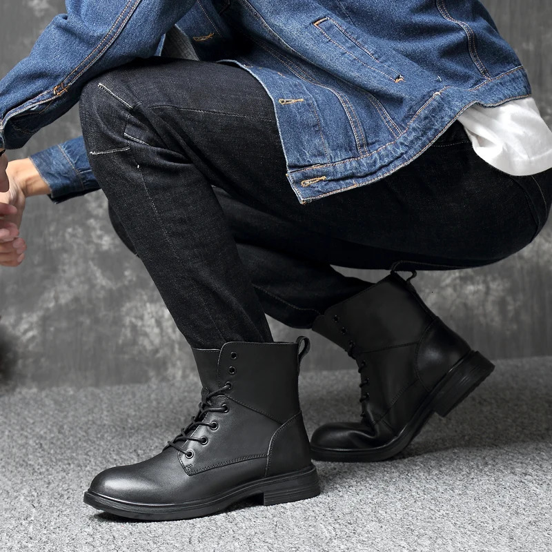 Handmade mens shoes winter casual motorcycle boots fashionable leather boots high-quality mens shoes warm mens shoes 241031
