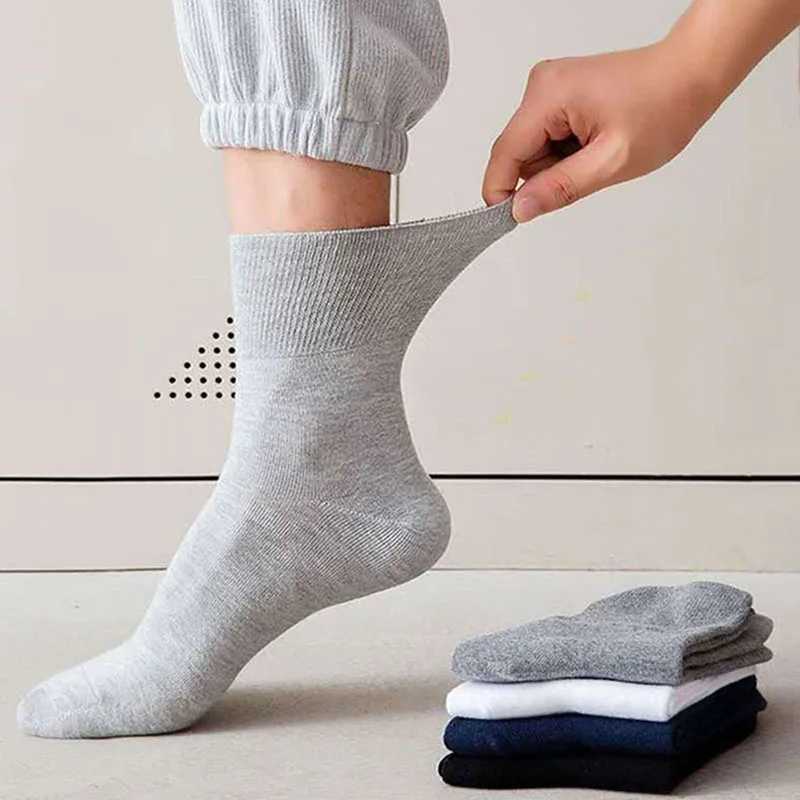5 Pairs Plus Size EUR 45-50 Prevent Varicose Veins Mens Diabetics Patients Cotton Loose Mouth Sock Man Women Comfort Meias LX241102