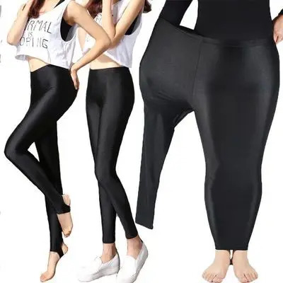 women spring autumn large size leggings lady summer knee length short pants casual stretched skinny shine neon shorts s 241029