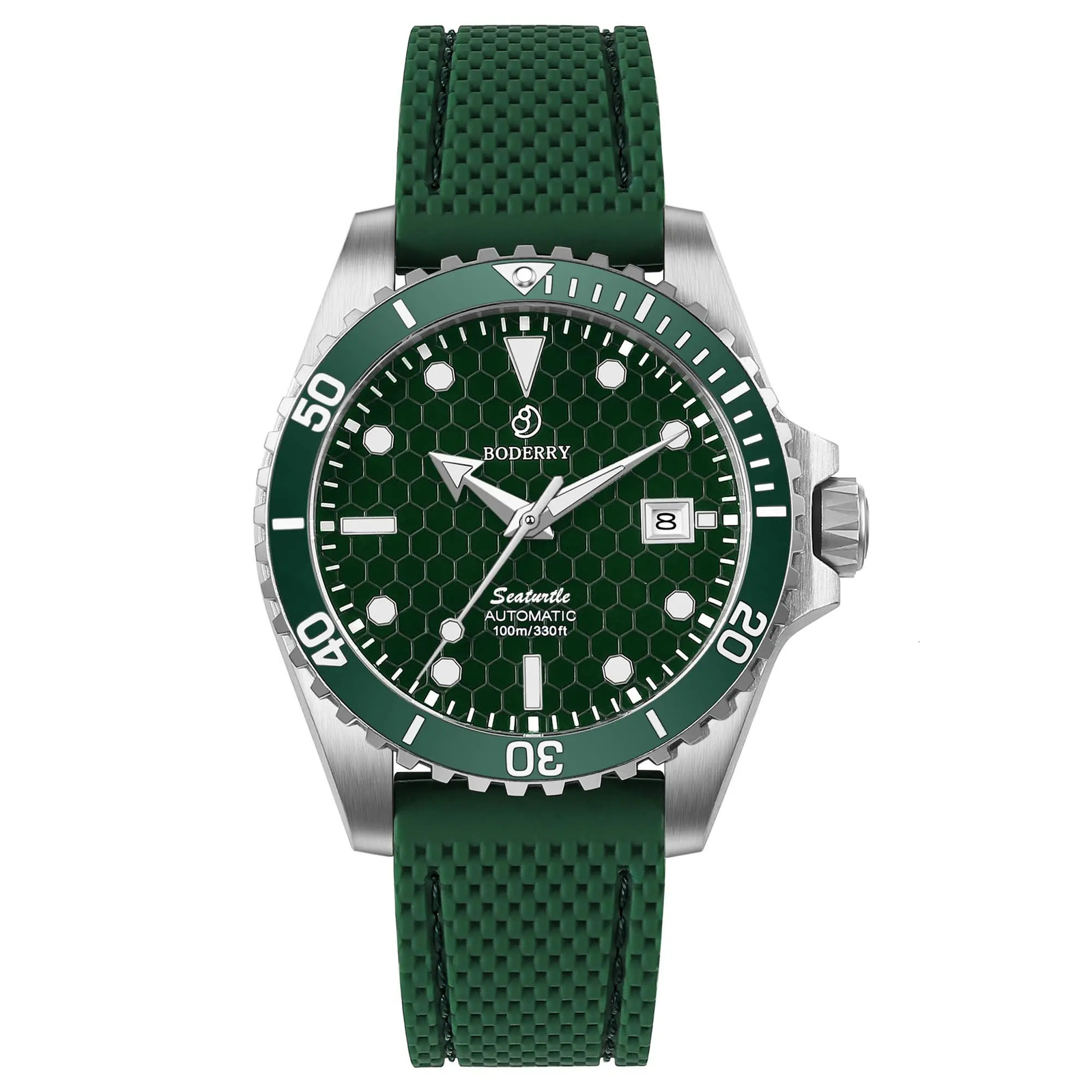 BODERRY Mens Automatic Watches Military Watch Mechanical Wristwatch Diver 100m Waterproof Sapphire C3 Luminous Sport 240327