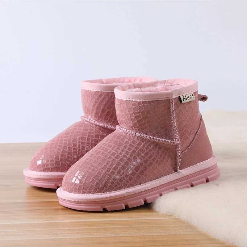 Womens genuine leather boots womens baby boots snow boots childrens shoes warm plush winter childrens boots M241102