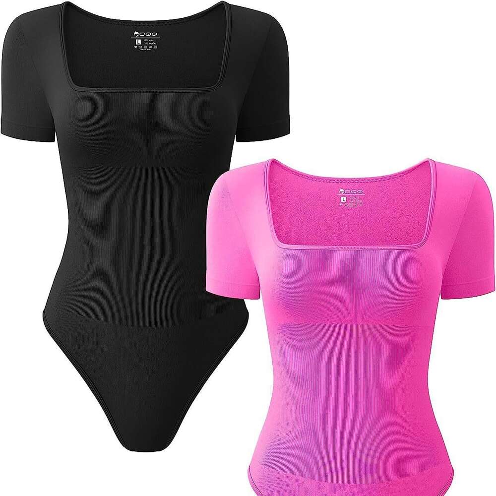 2024 Summer Women's Yoga Exercise Ribbed Short Sleeve Sports Jumpsuit