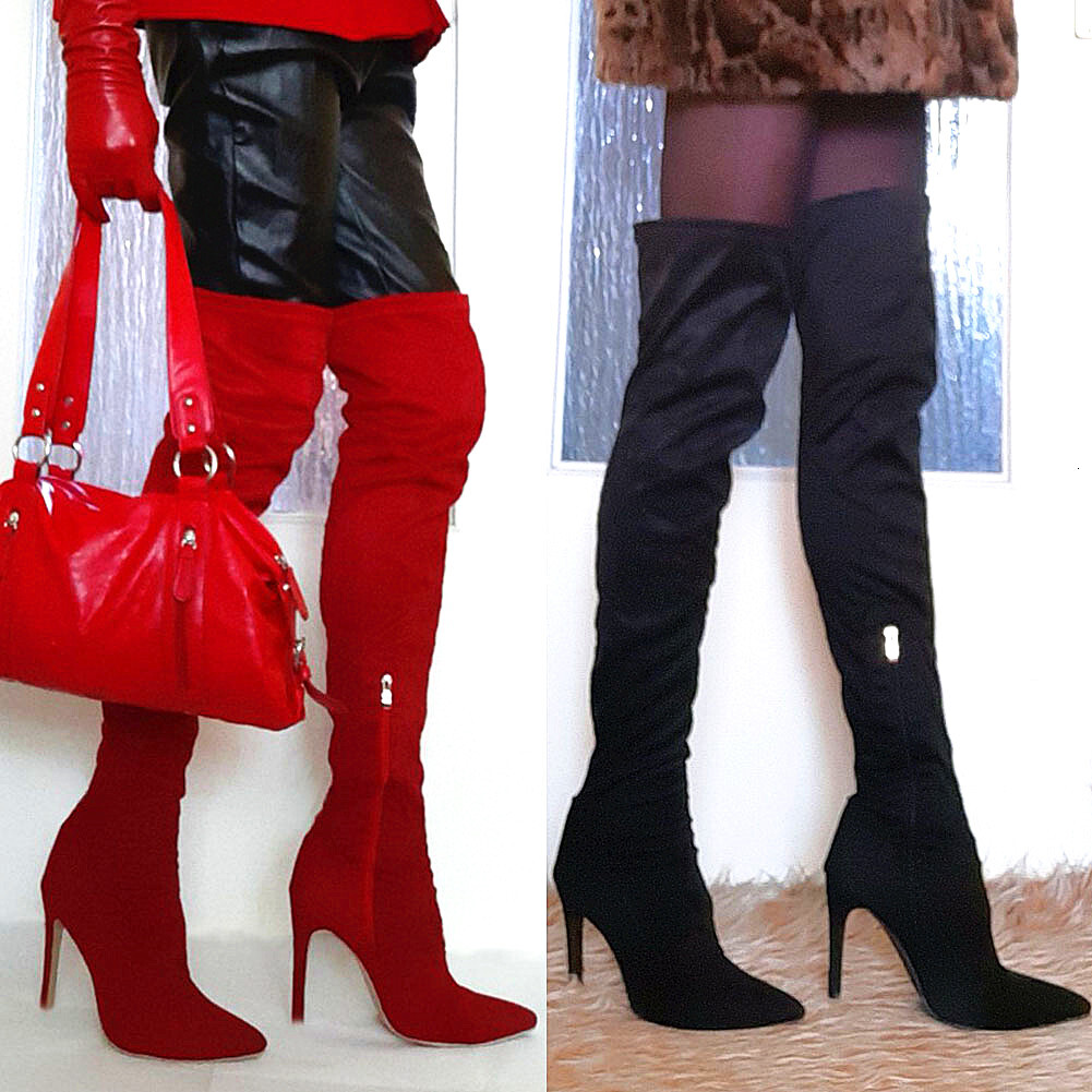 Brand New Women's Shoes Woman Plus Large Big Size 32-48 Over The Knee Boots Thin High Heel Sexy Party Boots Botas De Mujer 2020