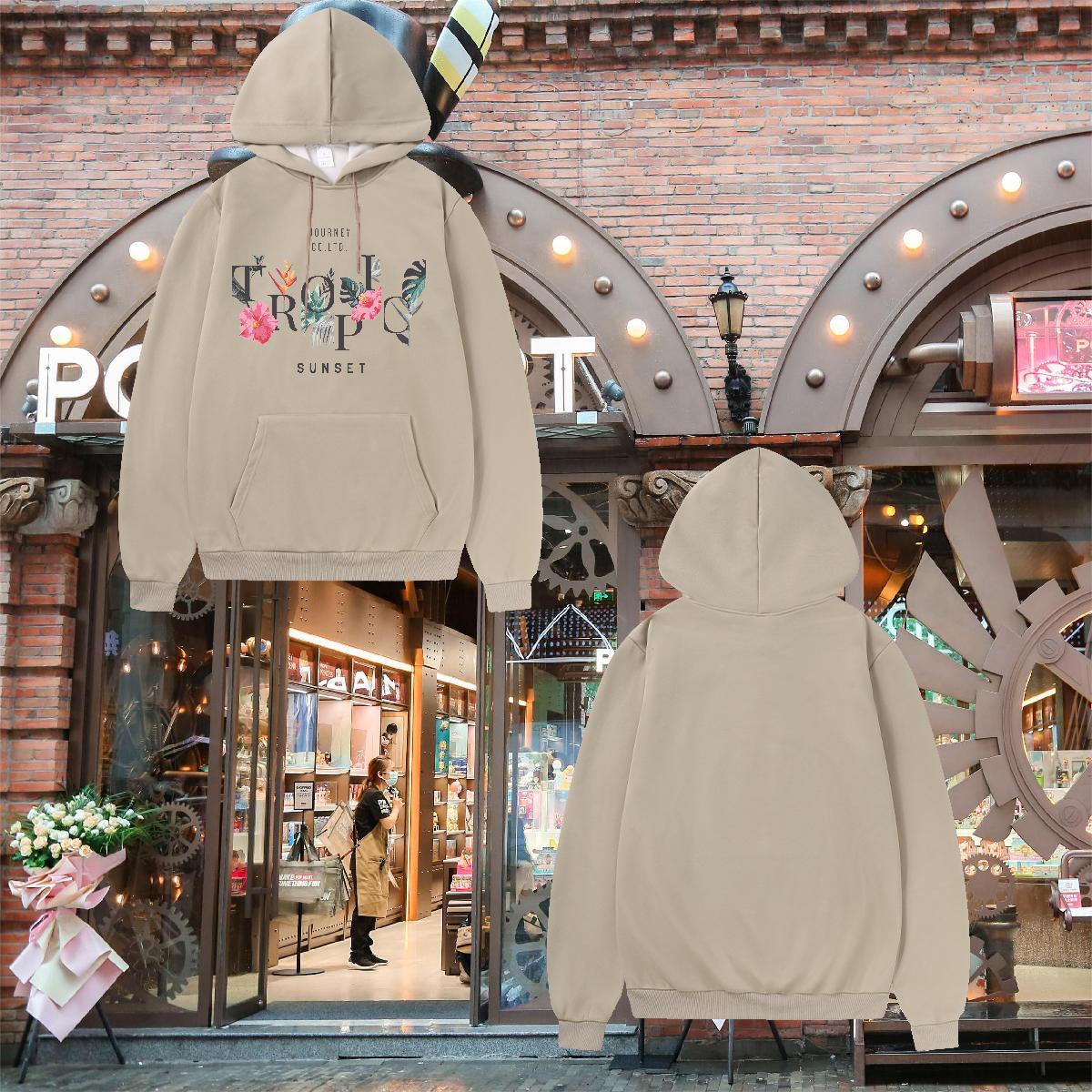 Fashion New Hoodie Long Sleeve Drawstring Loose Hoodie Pullover Cartoon Print Tops Sport Tech Fleece