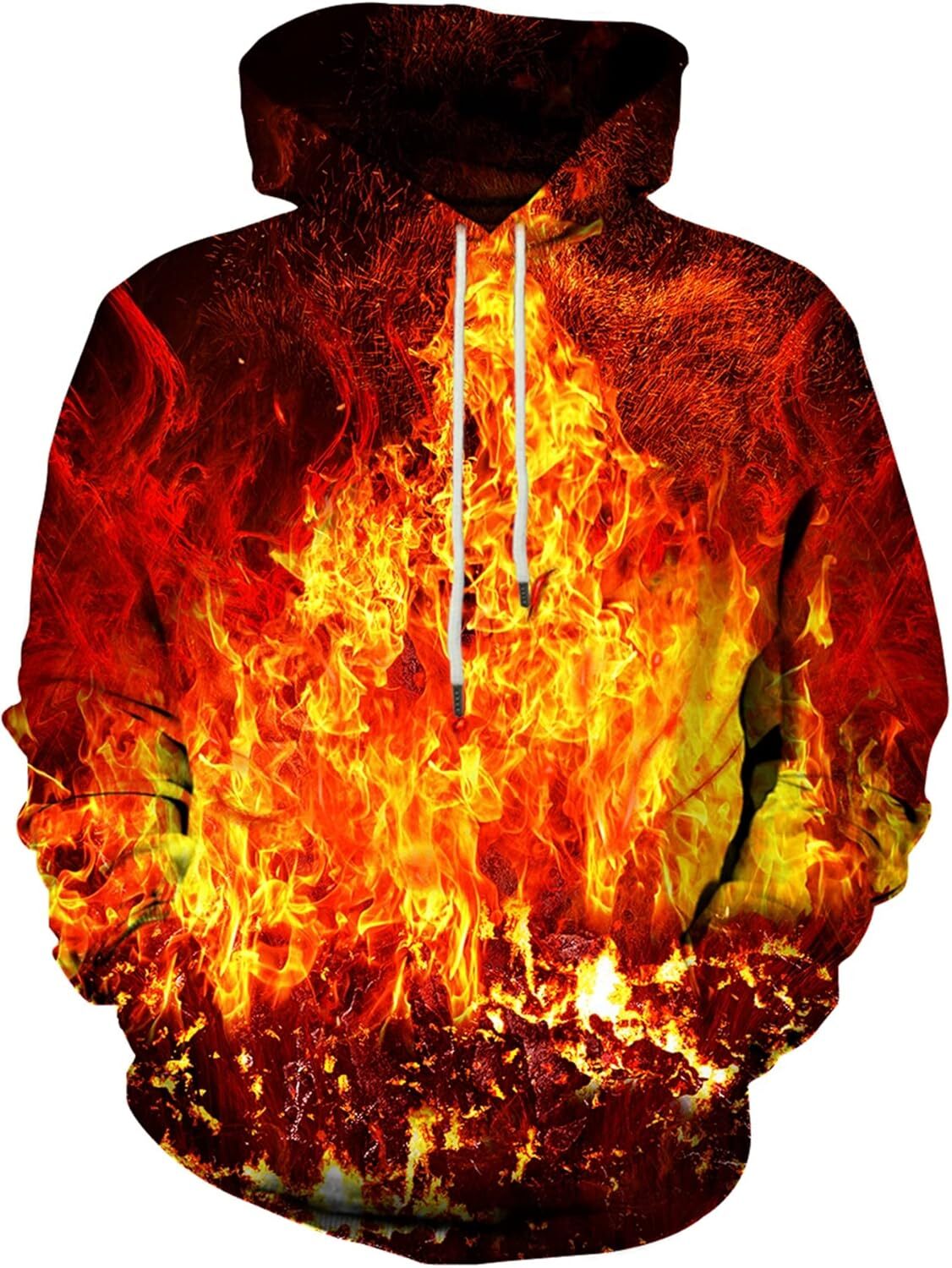 Hoodie for Mens Womens Unisex Realistic 3D Print Galaxy Pullover Hooded Sweatshirt A raging fire Hoodies with Big Pockets Graphic sweatshirt Pullover 