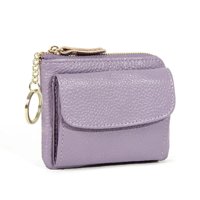 Zipper Coin Purses Genuine Cow Leather Wallet Lady Card Holder Coins Pocket Versatile Handbag Flexible Key Ring Style Flap Purse 241029
