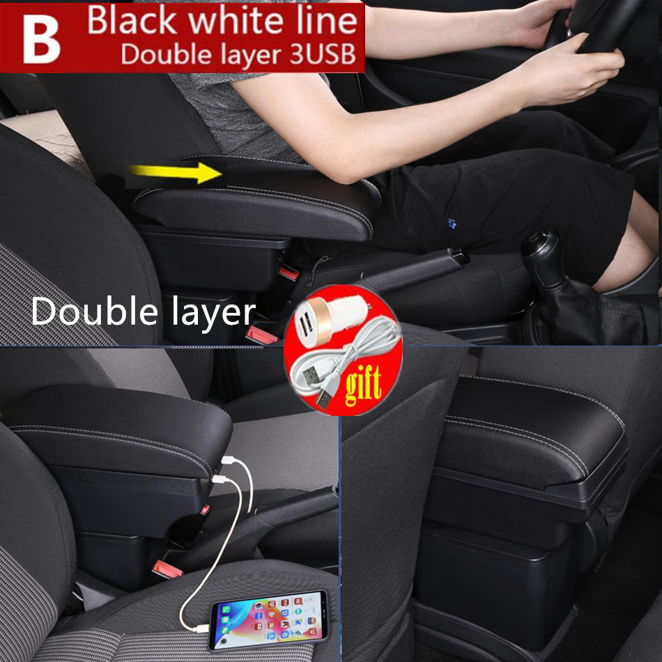 For abarth 595 Armrest Box For abarth 595 Central Store Content Storage Box with Cup Holder Ashtray USB Interface