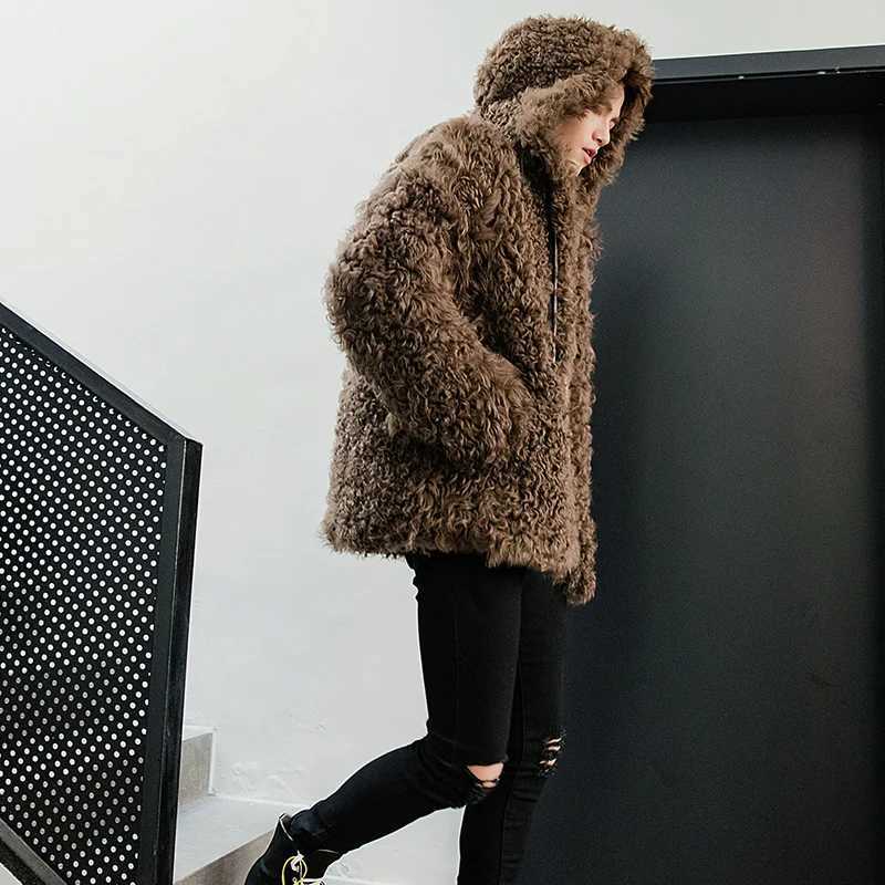 Autumn and Winter Thick Warm Oversized Jacket Men with Hood Zip Up Fluffy Loose Casual Faux Lamb Fur Coat 2023 Clothing V73XJ241102
