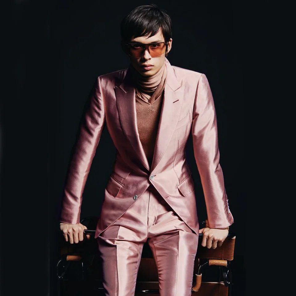 Mens Satin Suit Two Piece Single Breasted Wedding Stage Fit Double Suits Suite for Man Complete Jackets Dress Up 241024