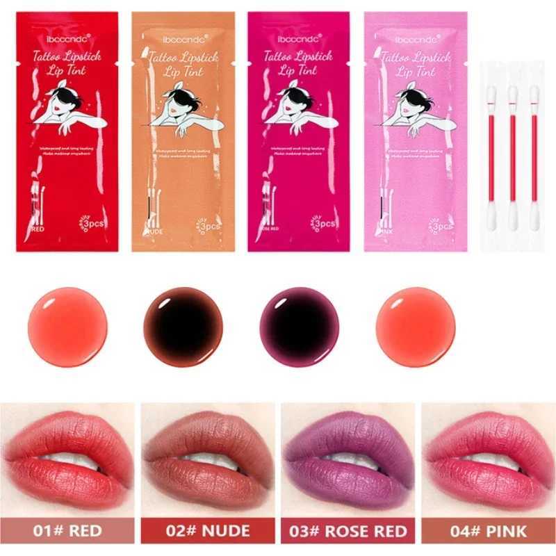 Lipglazes packaging disposable cotton swab lipstick portable waterproof liquid stick free cup tattoo lipstick kit W241101