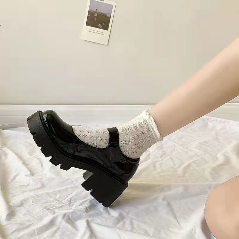 Shoes Spring Platform Leather Flats Casual Oxford Loafers Thick Bottom Ladies Wedge Lolita Shoe Mary Jane Women Moccasins