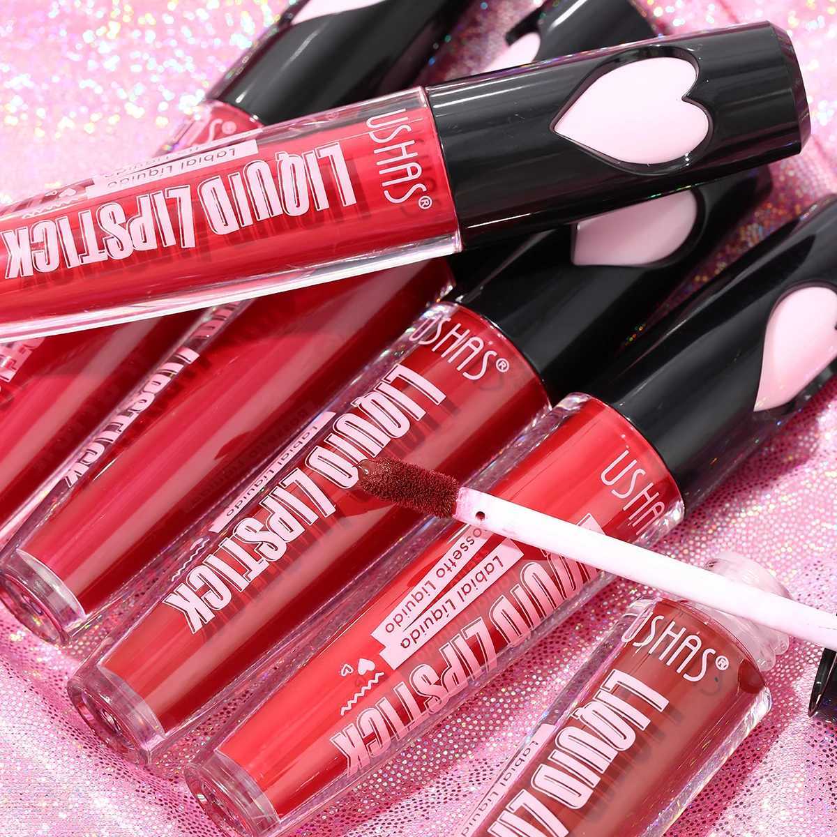 USHAS 6 Color lipstick Long lasting moisturizing lip color Heart shape design Simple color liquid lipstick W241101
