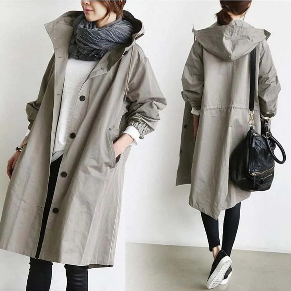 Womens loose long trench coat oversized S-5XL 8-color Opiton button long sleeved pocket coat for autumn and winter OUFY-X2279 241031