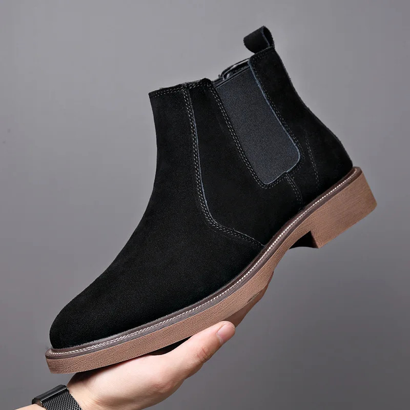Mens Chelsea boots British suede autumn and winter denim plush mens boots snow boots 241031