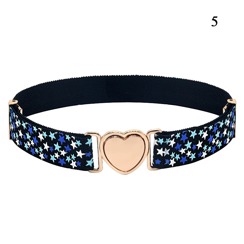 Wave Point Striped Waistband Kids 2025 Elastic new Belt Heart Shape Buckle Adjustable Stretch Waist Belt Star Pattern Children Belt DIY