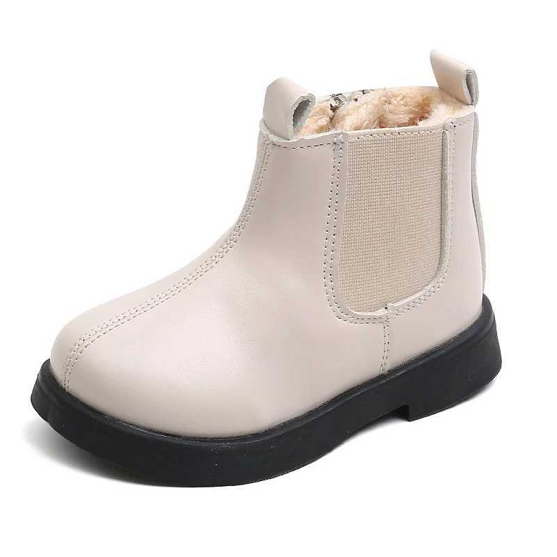 Baby casual cotton shoes girls and boys retro PU leather anti slip boots childrens fashion boots autumn warm plush boots M241102