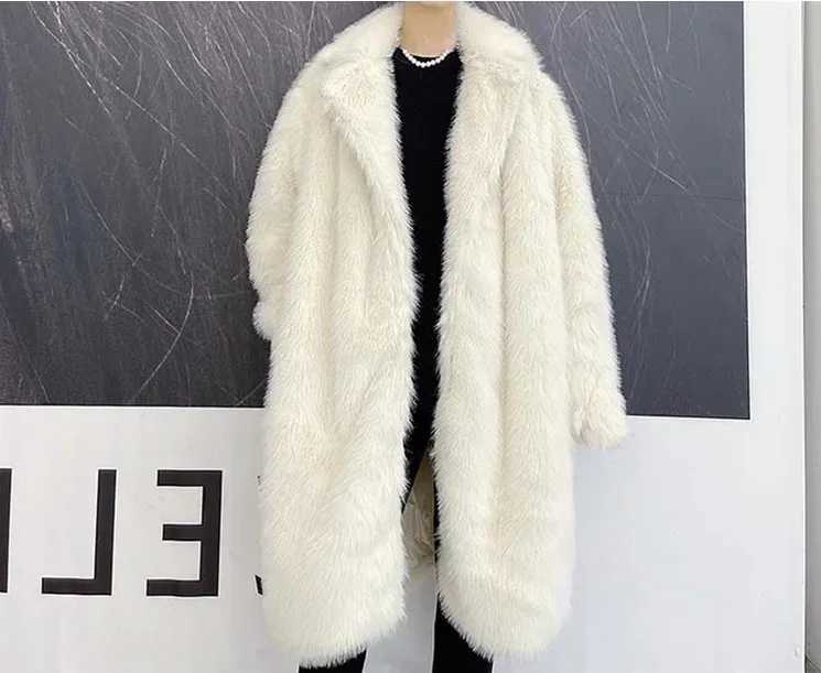 pdmcms 2023 Mens Autumn and Winter Thick Warm Imitation Fur Coat Mens Fashion Loose and Handsome Plush Coat Long Trench CoatXJ241102