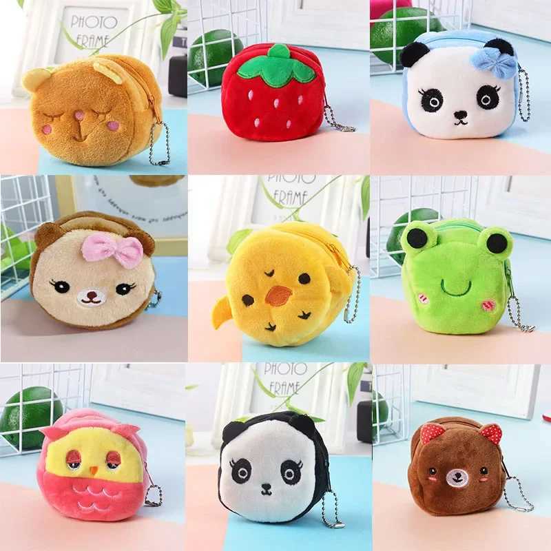 Creative Animal Cute Plush Coin Wallet Panda Zipper Coin Wallet USB Wired Headphes Mini Key Bag Child Birthday GiftsXJ241111