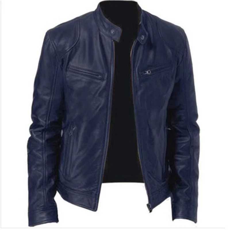 2024 mens leather jacket motorcycle long slip jacket retro jacket mens jacket PU leather 8 colors W241102