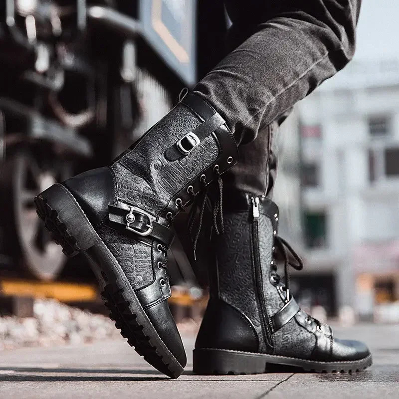 Mens shoes waterproof high cut mens shoes leather rubber size 45 anti slip selling high-quality Y2k comfort 241031