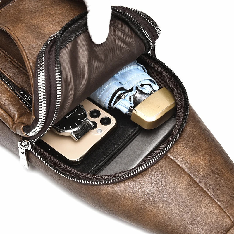 Kangaroo Men Chest Bag Leather Belt Sling Pack Crossbody Bags Male Business Messenger Shoulder Gift For Husband 241029