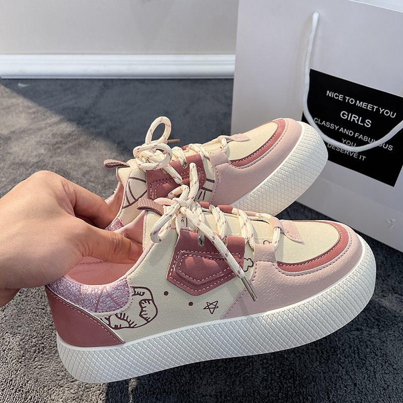 Big Head Little White Shoes for Women 2024 Spring and Autumn New Korean Edition College Style Thick Bottom Versatile Student Casual Board Shoes