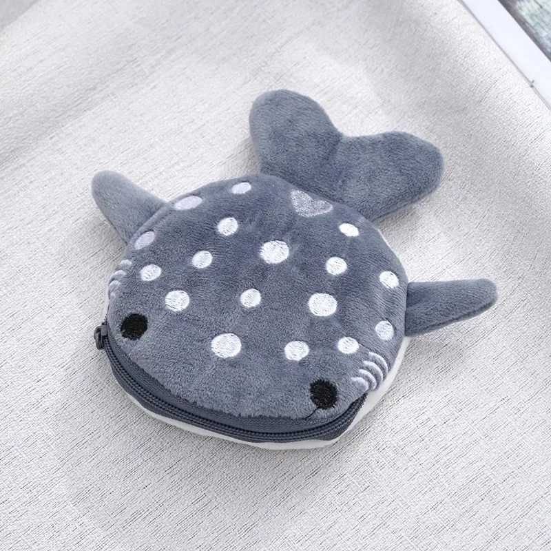 Cute Plush Fish Coin Wallet Bags Women Shark Mey Card Key Earphe Coin Purse for Small Things Organizer Pouch ZipperXJ241111