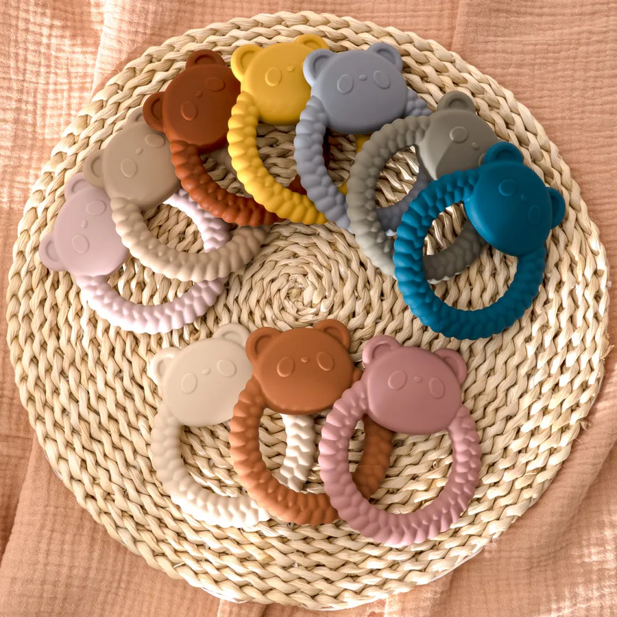 1PCS New Kawaii Panda Shape Teether Toys Silicone Teether Ring Baby Shower Gift Kid Teething new Toys 2025 Newborns Chewing Accessories