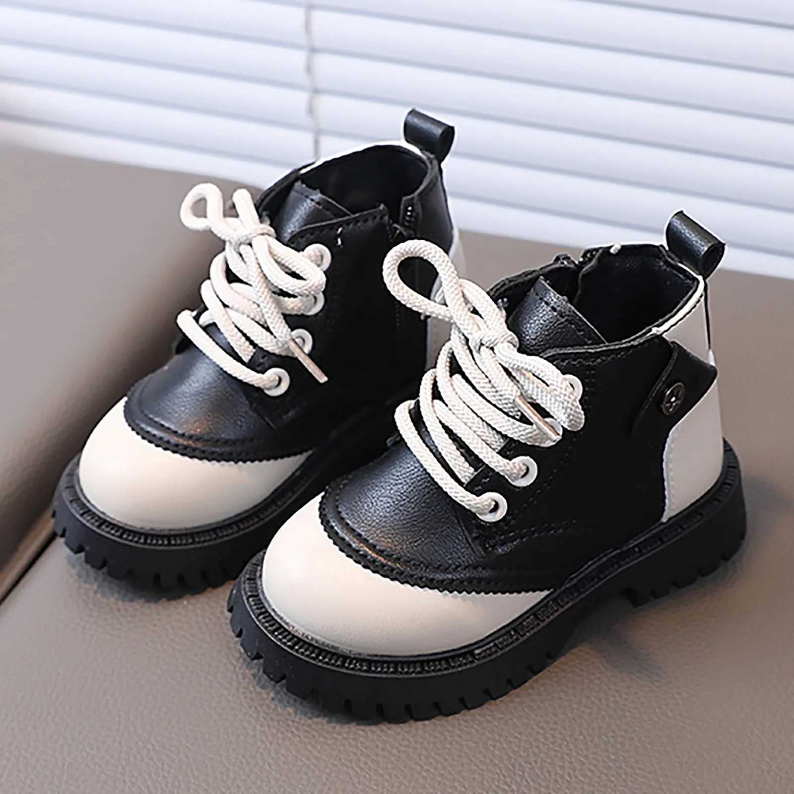 Childrens autumn boots platform matte patch work zipper childrens short boots Pu leather flexible tricolor boots boys and girls shoes M241102