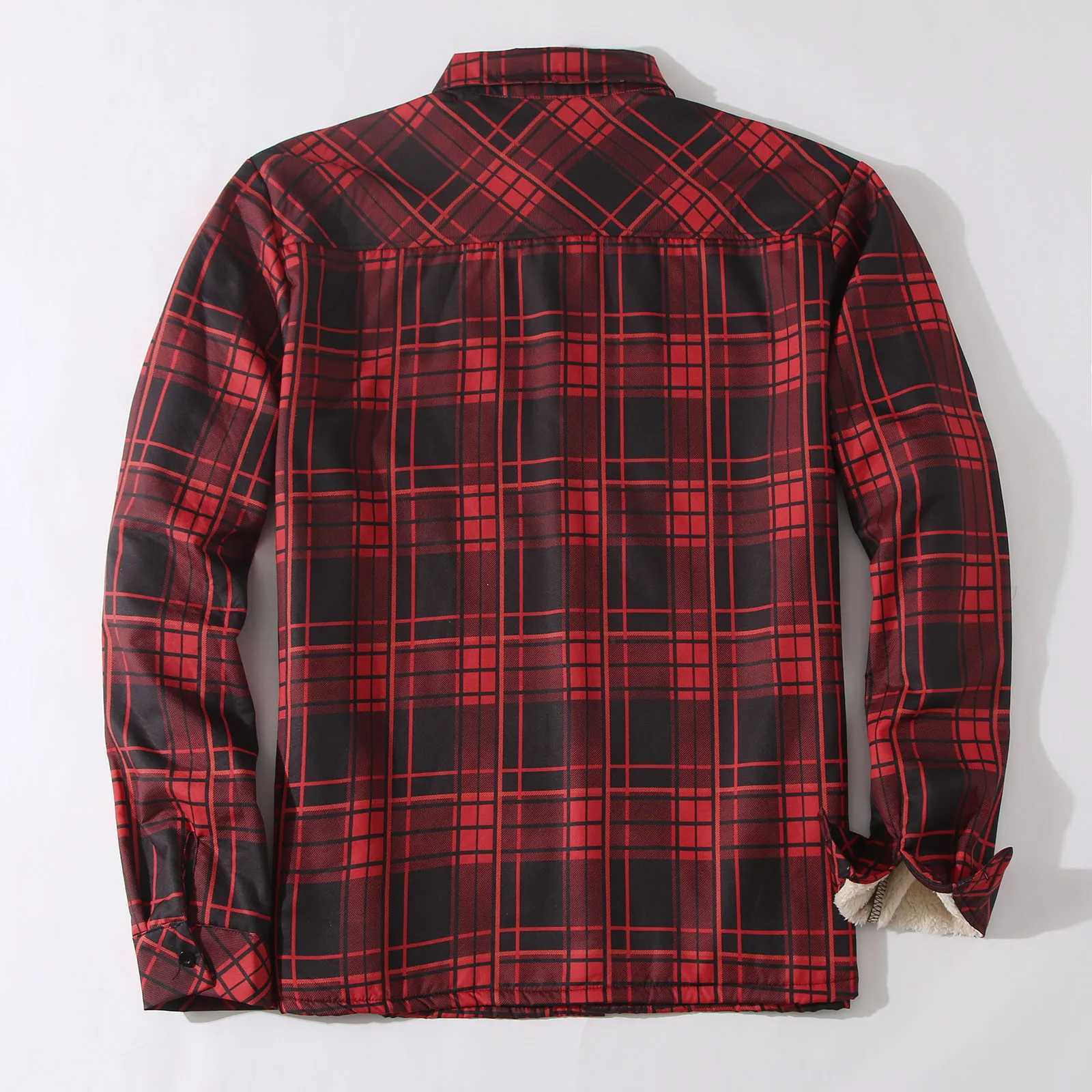 Plaid Plus Flce Jacket Mens Winter T-shirt Collar Button Thick Shirt Mens Casual High Quality Jacket W241102