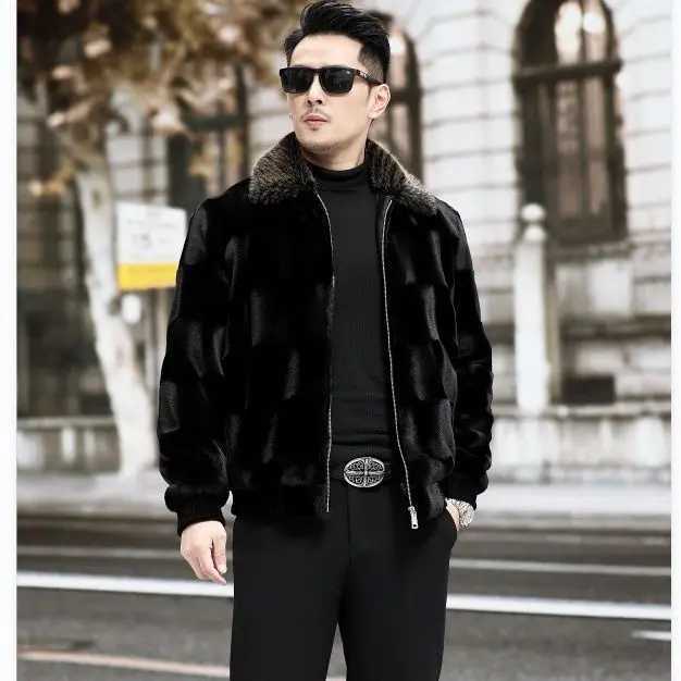 2024 New Fur Jacket Imitation Coat Whole Mink Imitation Mens Winter Gold VelvetXJ241102