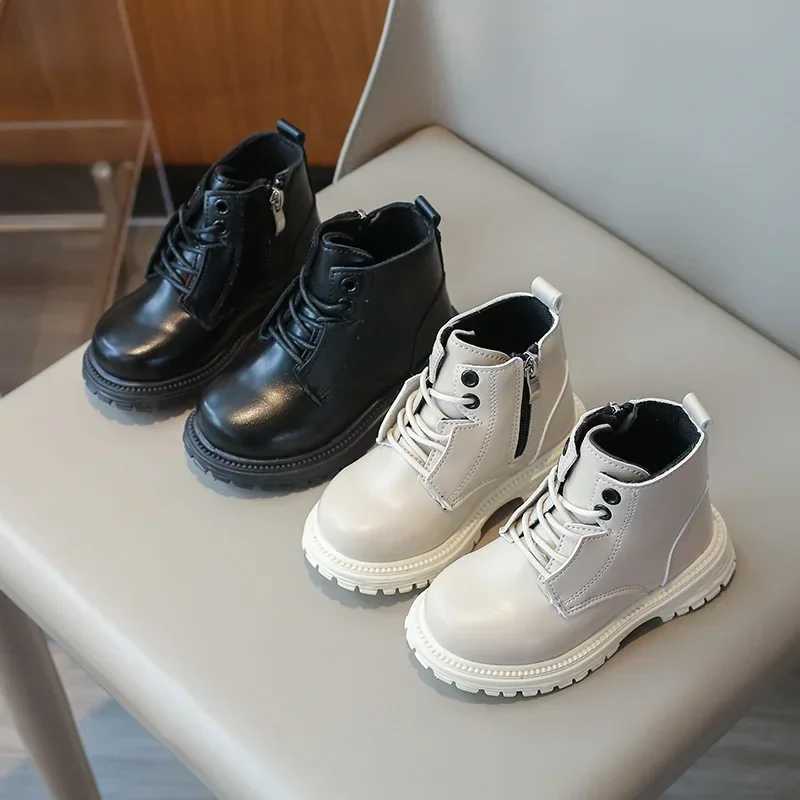 Childrens Short Boots Fashion Edition Boys and Girls Motorcycle Boots Solid Color New Childrens Ankle Boots Pu Leather Thick Bottom M241102