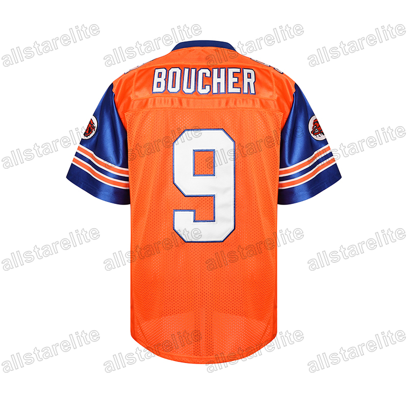 Movie The Water Bobby BOUCHER #9 Football Mens Casual Sports Tee with V-Neck Mud Dogs Bourbon Bowl Sewing Soccer Jersey