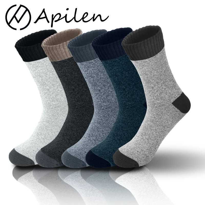 APILEN 5 Pairs Winter Men Business New Classical Thermal Warm Thickened Retro Snow Casual LX241102