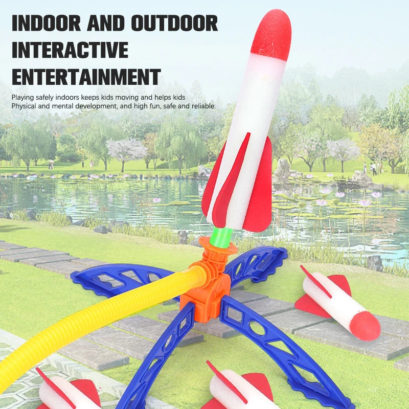 1Set Kid Air Rocket Foot Pump Launcher Toys Flash Rocket Launchers Pedal Games Outdoor 2025 Child new Play Toy Kid Gift