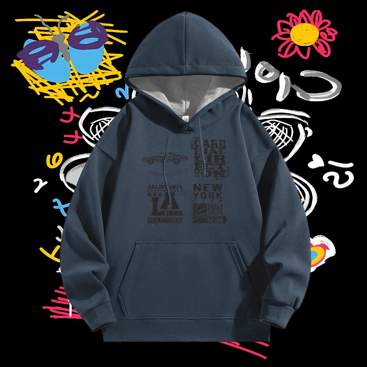 Fashion Hoodie Women Anime Printing Street Designer Nice Couples Hoodie DIY Printed Thick Fleece Tops Pullover Hoodie Hooded Collar Long Sleeves