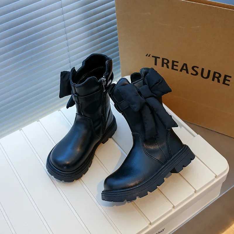 Winter childrens shoes girls sweet bow knot princess shoulder strap cotton boots elegant and fashionable version childrens small leg boots M241102