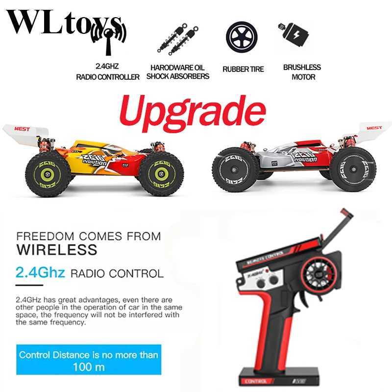 Top WLtoys 144010-V8 2.4G racing RC car 70 km/h brushless motor 4WD high-speed off-road drift RC toy suitable for children and adult gifts X241101