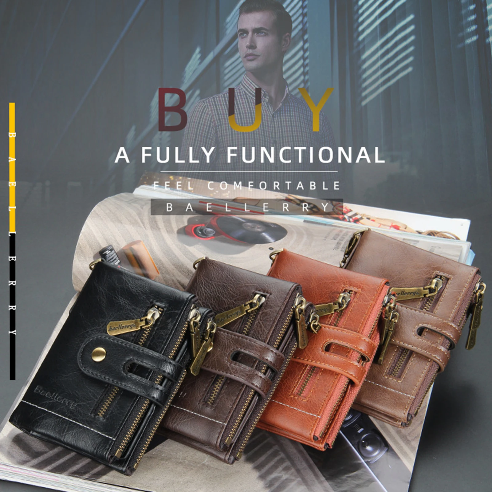 Portable Wallet Leather new Men 2025 Wallet Multi-card Holder Genuine Leather Wallet Large Capacity Vintage Purse Men with Chain