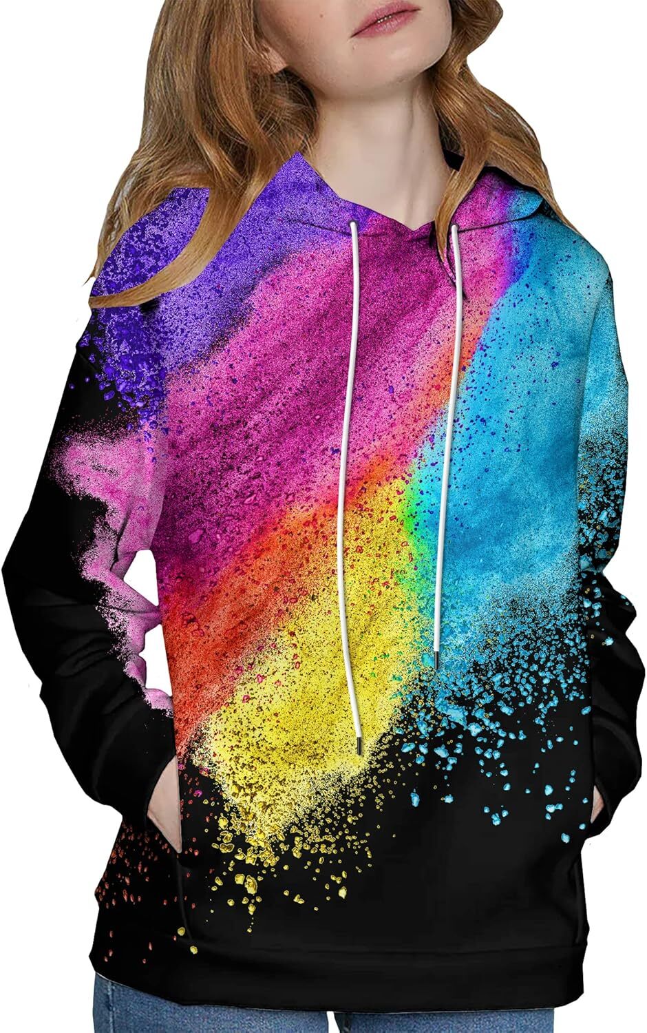 Hoodie for Mens Womens Unisex 3D Printed Hoodies Graphic Pullover Hooded Dreamy rainbow fSweatshirt for Men Women Graphic Hoodies sweatshirt Pullover 