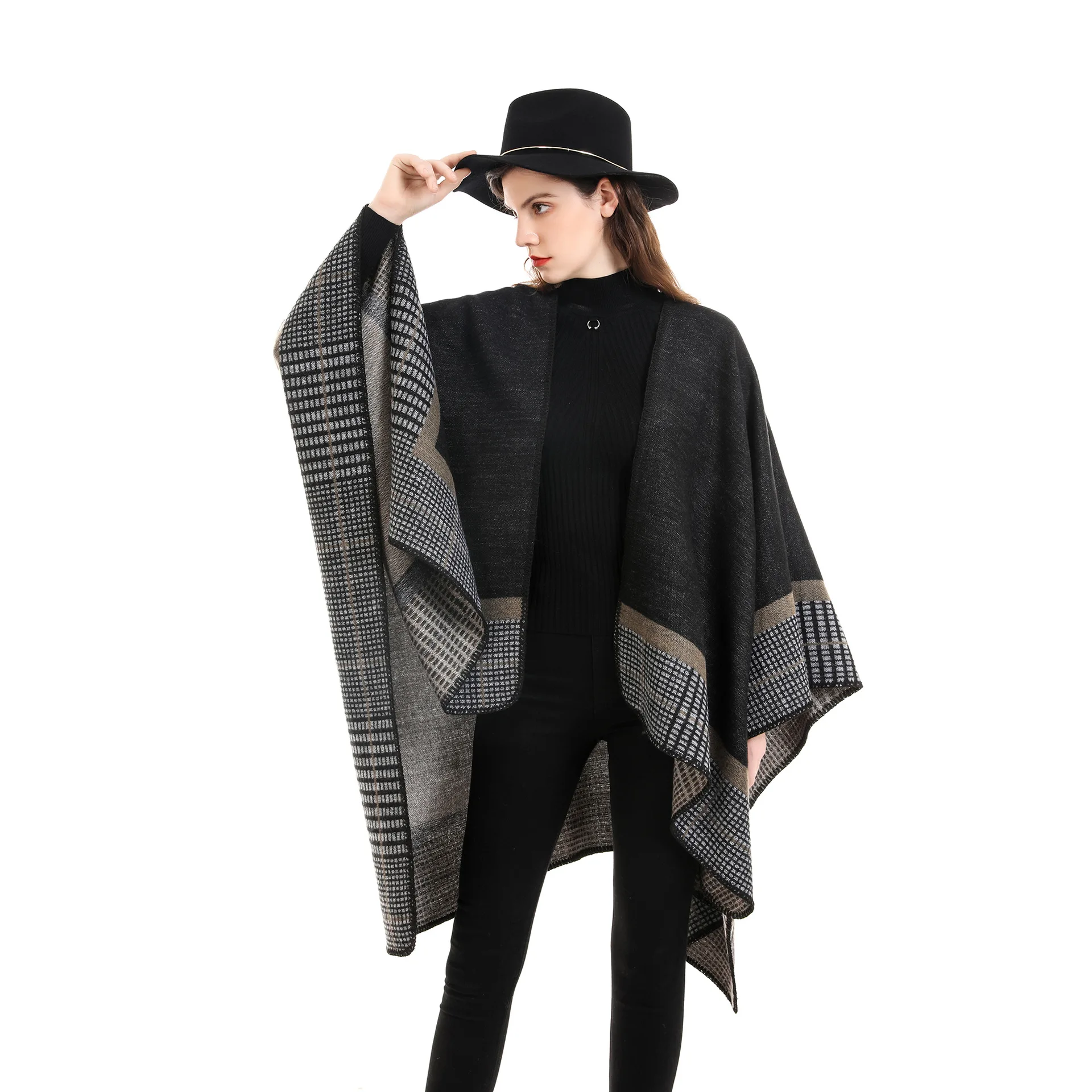 Women Spring Cloak Stylish Cashmere Feel Shawl 2025 Lady Classic Vintage new Cape Autumn Retro Cardigan Winter Soft Large Blanket New in