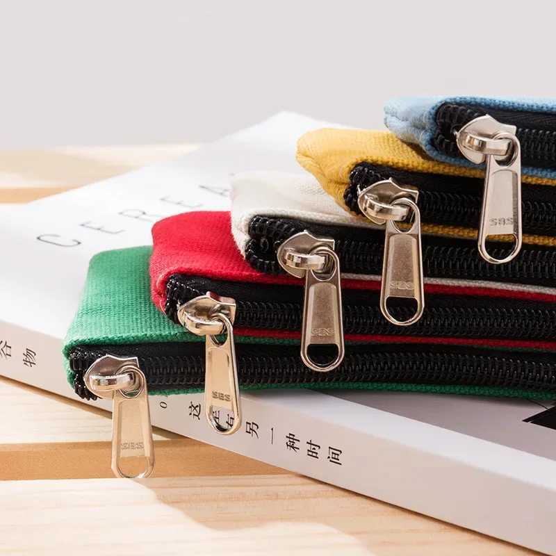 Solid Color DIY Canvas Coin Purse Zipper Mini Coin Key Bag Mey Pocket Women Men Simple Coin Purse Small Wallet Kid Gift PouchXJ241111