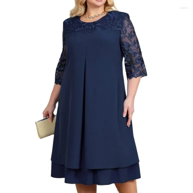 Casual Dresses Plus Size Summer For Women 2024 Embroidery Floral Patchwork Formal Dress Loose Wedding Party Banquet Prom Clothing