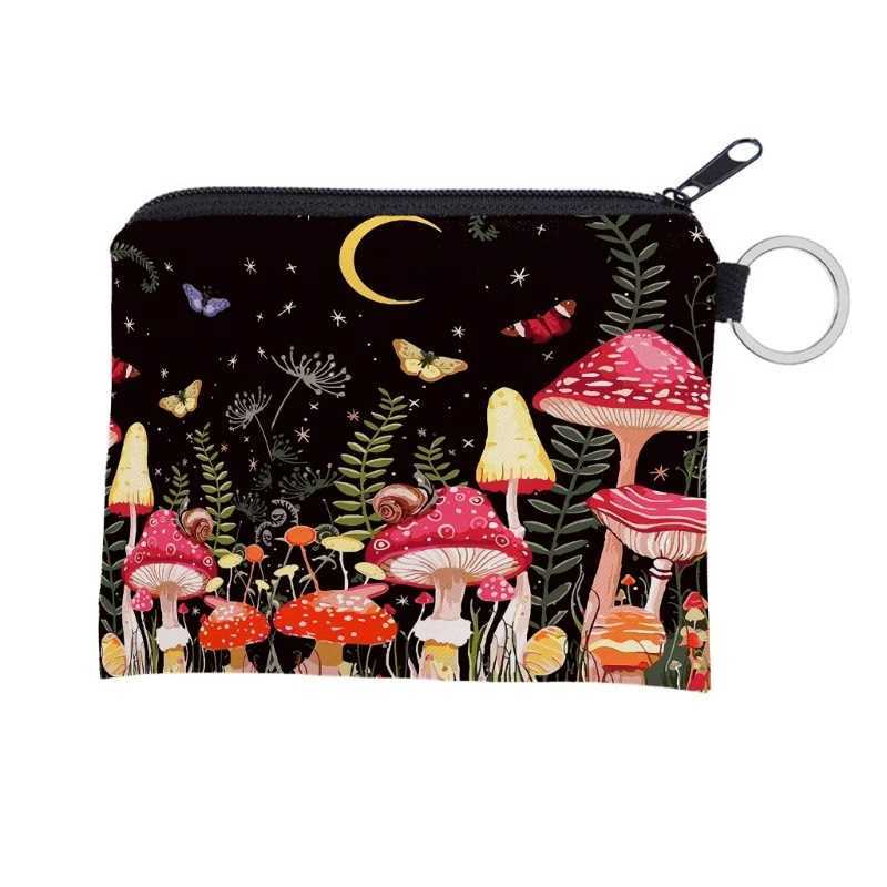 Mushroom Pattern Coin Purse Card Holder and Keychain Great for Everyday Use Travel and SportsXJ241111
